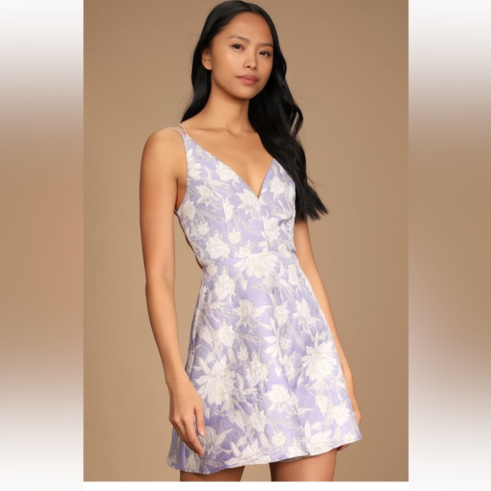 Lulus forever beautiful lavender floral strappy mini dress